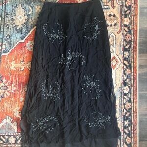 Black embroidered maxi skirt with a boho touch